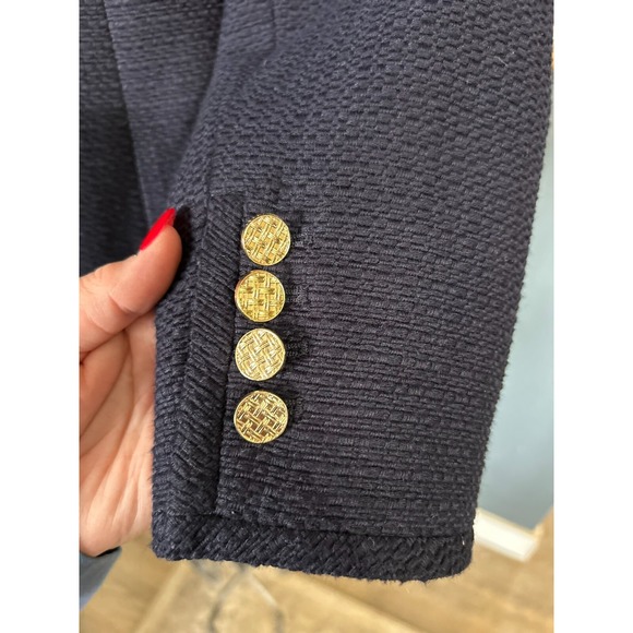Talbots Women's Blazer Suit Jacket Size 14P Navy Blue Woven Full Zip Career - Picture 5 of 7